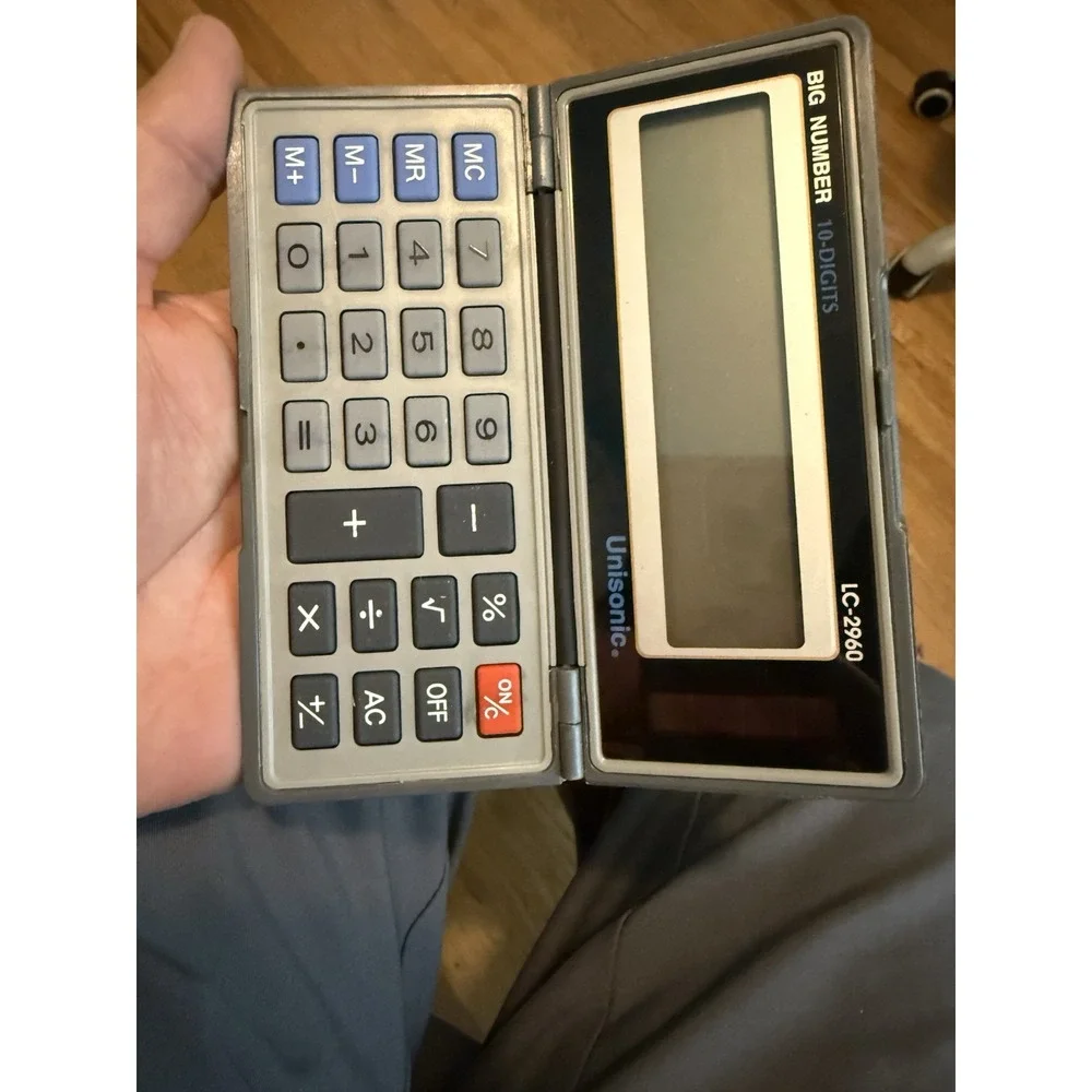 Vintage‎ Unisonic Foldable LC2960 Solar 10 Digit Display Calculator No Power